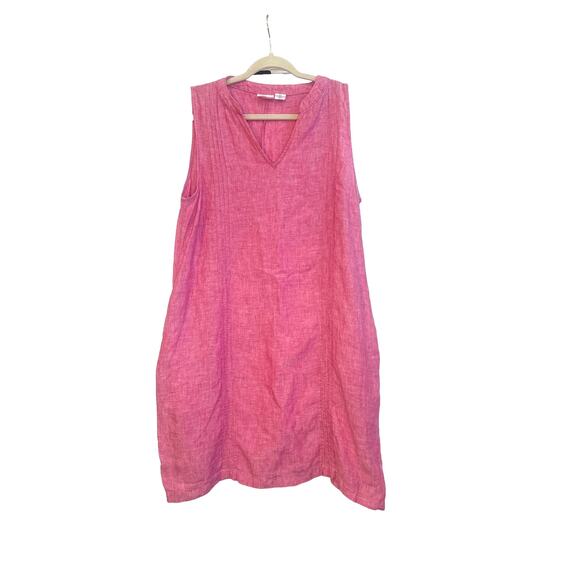 Sigrid Olsen Dresses & Skirts - Sigrid Olsen  100% Linen Pink Knee Length Sleeveless Smock Dress with Pockets